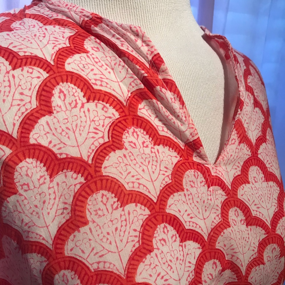 Roberta Roller Rabbit Red Patterned Tunic Caftan - Picture 7 of 8